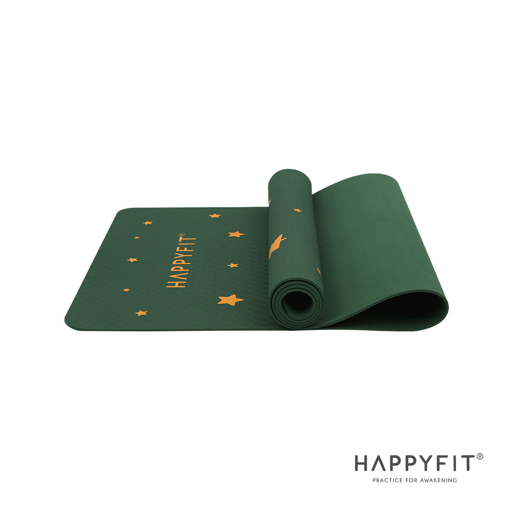 HAPPYFIT  [Free Strap] Yoga Mat Tpe 4mm Motif