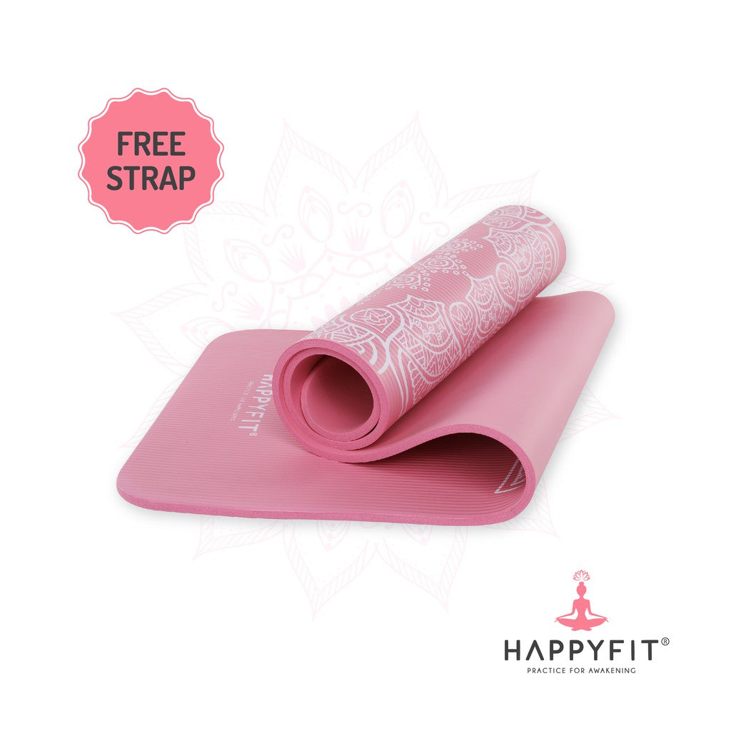 HAPPYFIT Yoga Mat Nbr 10mm Motif + Strap