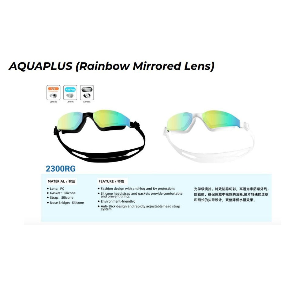 HAPPYFIT GOGGLES SWIM 2300RG AQUAPLUS (Rainbow Mirrored Lens)