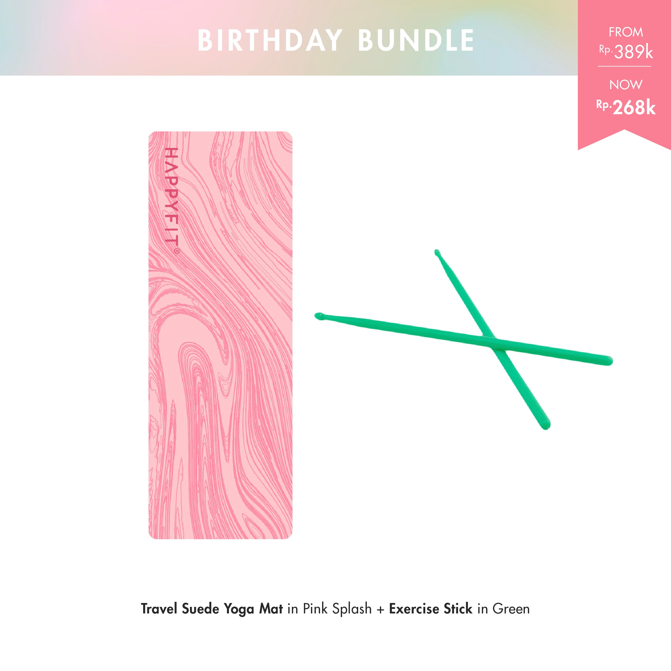 Bundle Active Travel Suede (Pink Splash) + Exercise Stick (Green)