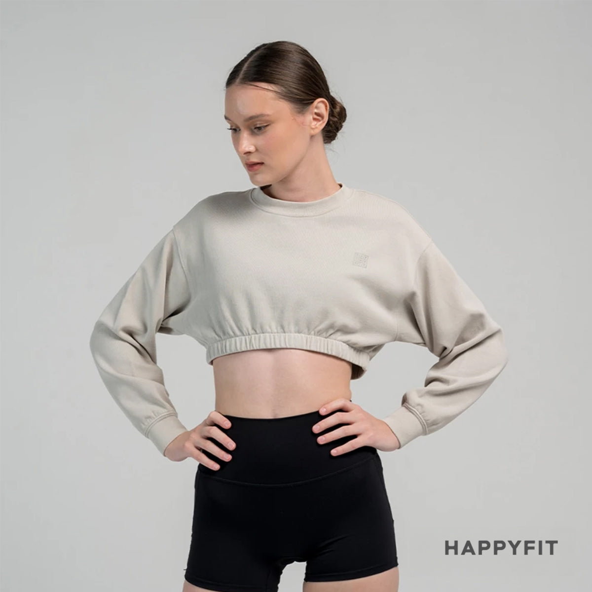 HAPPYFIT Drop Shoulder Comfit Crop Sweatshirt