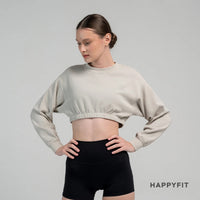 HAPPYFIT Drop Shoulder Comfit Crop Sweatshirt