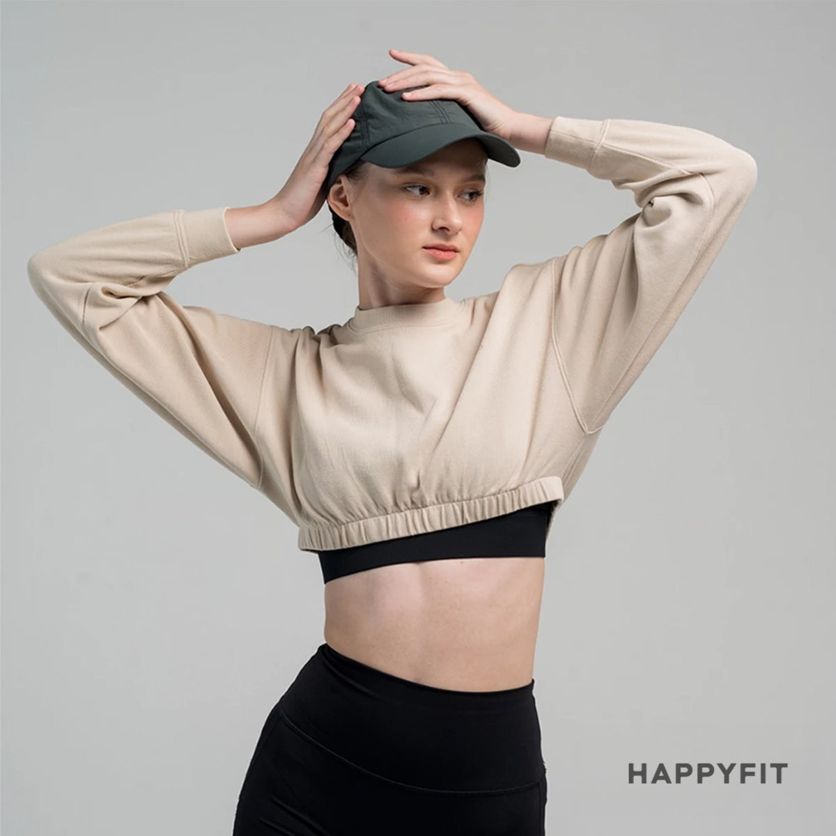 HAPPYFIT Drop Shoulder Comfit Crop Sweatshirt