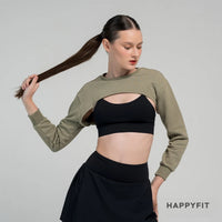 HAPPYFIT Drop Shoulder Super Crop Sweatshirt