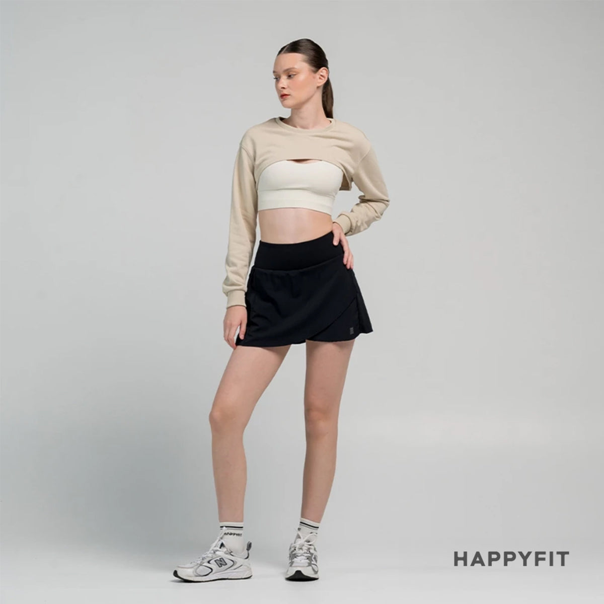 HAPPYFIT Drop Shoulder Super Crop Sweatshirt