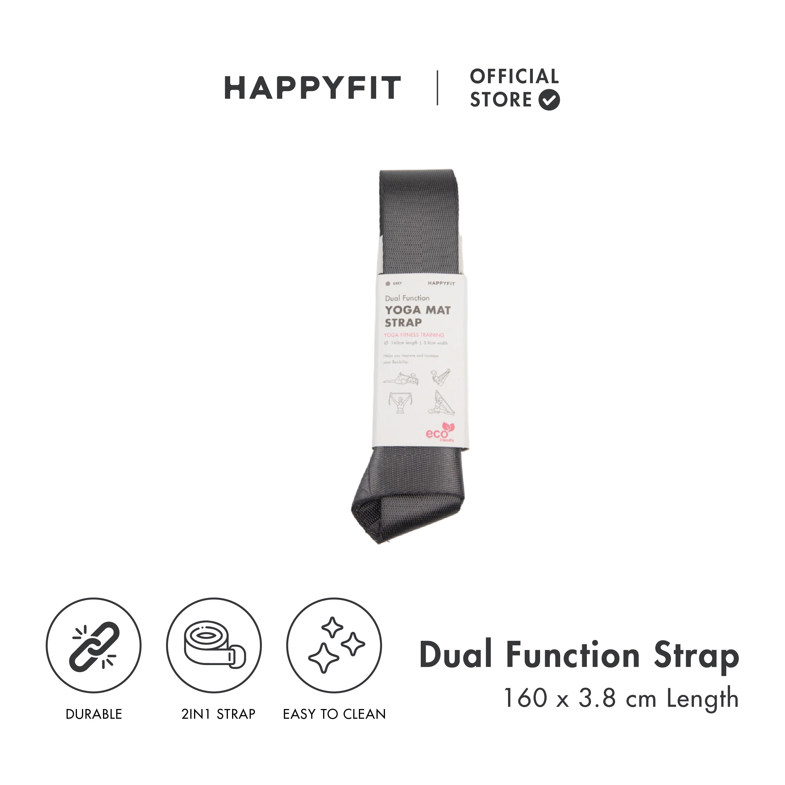 HAPPYFIT Dual Function Yoga Strap Nylon