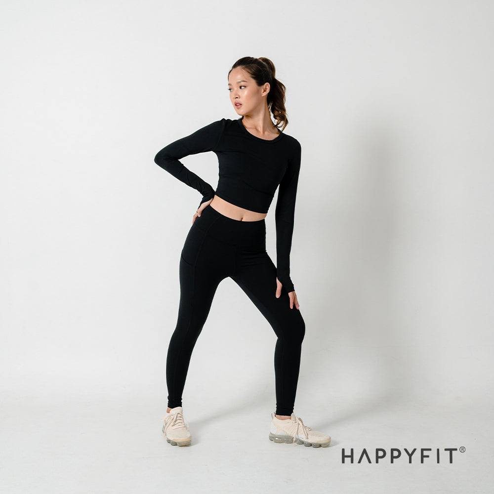 HAPPYFIT Cropped Long Sleeve Sports Top