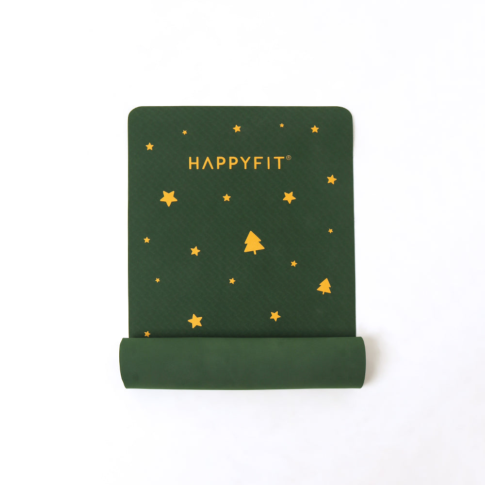 HAPPYFIT [Free Strap] Yoga Mat Tpe 4mm Motif HAPPYFIT