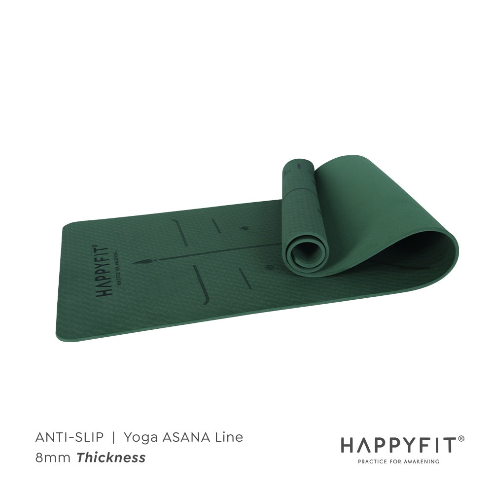 HAPPYFIT [Free Strap] Yoga Mat Tpe 8mm Asana HAPPYFIT