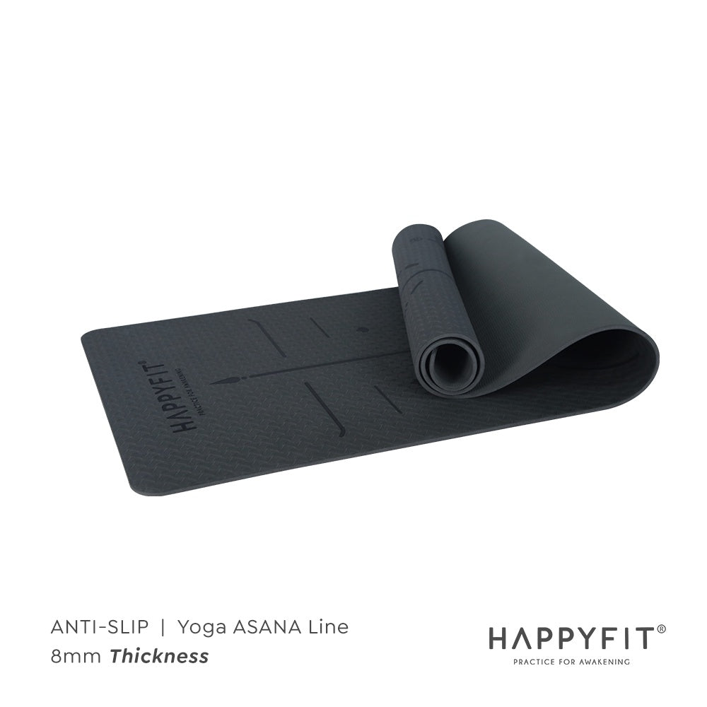 HAPPYFIT [Free Strap] Yoga Mat Tpe 8mm Asana HAPPYFIT