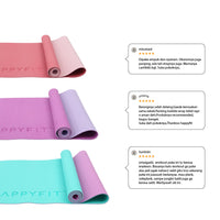 HAPPYFIT [Free Strap] Yoga Mat Tpe Eco Friendly 4mm Reversible HAPPYFIT