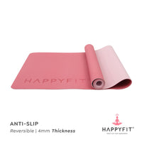 HAPPYFIT [Free Strap] Yoga Mat Tpe Eco Friendly 4mm Reversible HAPPYFIT