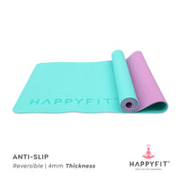 HAPPYFIT [Free Strap] Yoga Mat Tpe Eco Friendly 4mm Reversible HAPPYFIT