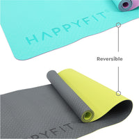 HAPPYFIT [Free Strap] Yoga Mat Tpe Eco Friendly 4mm Reversible HAPPYFIT