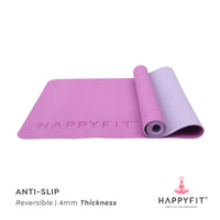 HAPPYFIT [Free Strap] Yoga Mat Tpe Eco Friendly 4mm Reversible HAPPYFIT