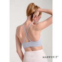 HAPPYFIT Ribbed Cross Back Sports Bra HAPPYFIT