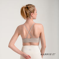 HAPPYFIT Ribbed Cross Back Sports Bra HAPPYFIT