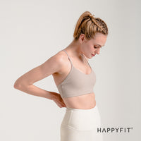 HAPPYFIT Ribbed Cross Back Sports Bra HAPPYFIT