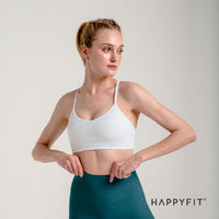 HAPPYFIT Ribbed Cross Back Sports Bra HAPPYFIT