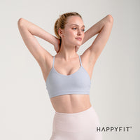 HAPPYFIT Ribbed Cross Back Sports Bra HAPPYFIT