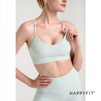 HAPPYFIT Ribbed Cross Back Sports Bra HAPPYFIT