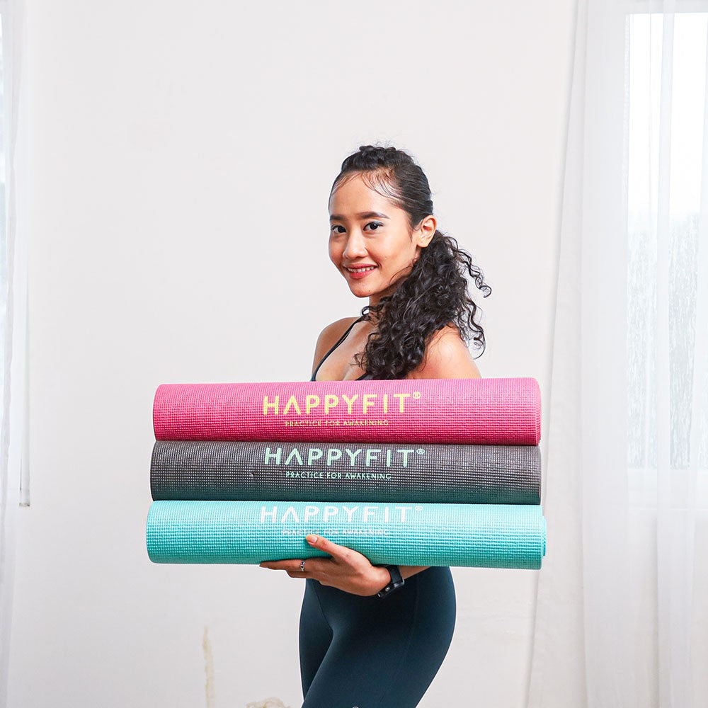HAPPYFIT Yoga Mat PVC 4mm Motif + Strap