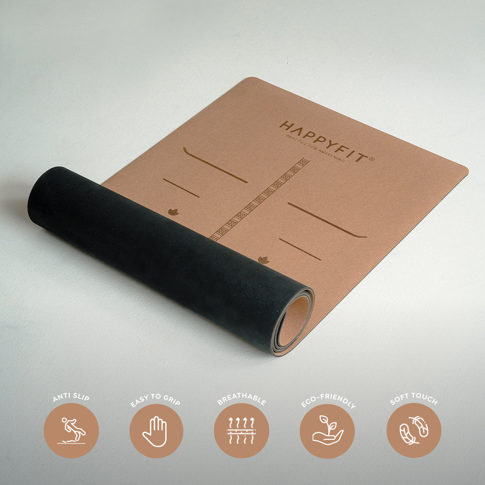 HAPPYFIT Yoga Mat Premium Cork 4mm