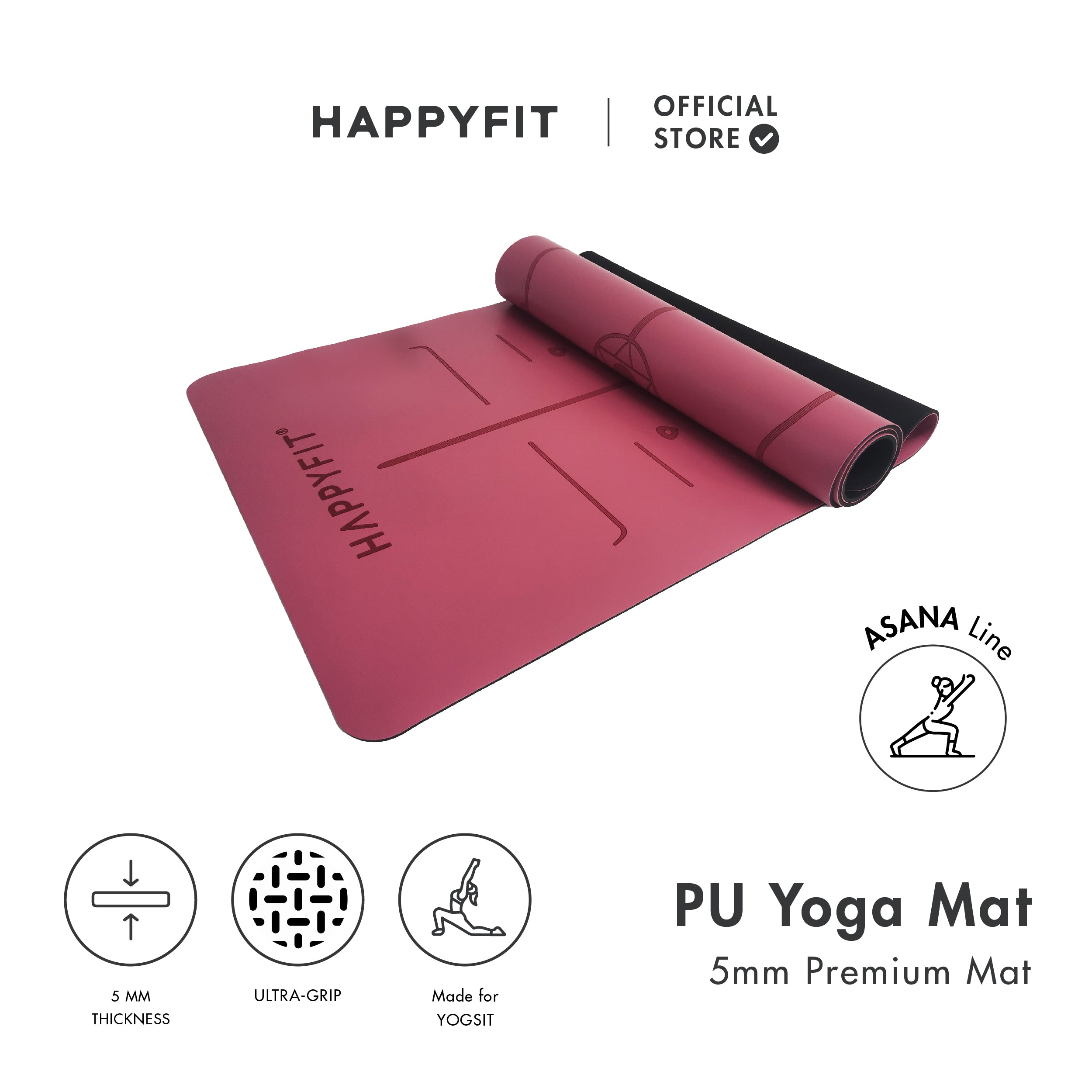 HAPPYFIT YOGAMAT PREMIUM PU 5mm ASANA