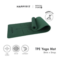 HAPPYFIT [Free Strap] Yoga Mat Tpe 8mm Asana