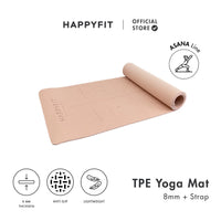 HAPPYFIT [Free Strap] Yoga Mat Tpe 8mm Asana