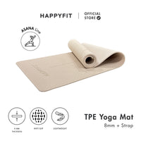 HAPPYFIT [Free Strap] Yoga Mat Tpe 8mm Asana