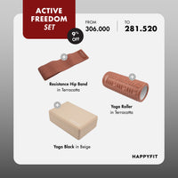 HAPPYFIT - Freedom Fit Bundle 5 | Yoga Roller Terracotta + Resistance Hip Band Terracotta + Yoga Block - Beige