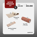 HAPPYFIT - Freedom Fit Bundle 6 | TPE 8mm Asana + Strap Beige + Yoga Roller Terracotta + Resistance Hip Band Beige