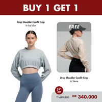 HAPPYFIT - Freedom Fit Bundle 1 | [Buy 1 Get 1] Drop Shoulder Comfit Crop Sweatshirt Ice Blue FREE Drop Shoulder Comfit Crop Sweatshirt Stone