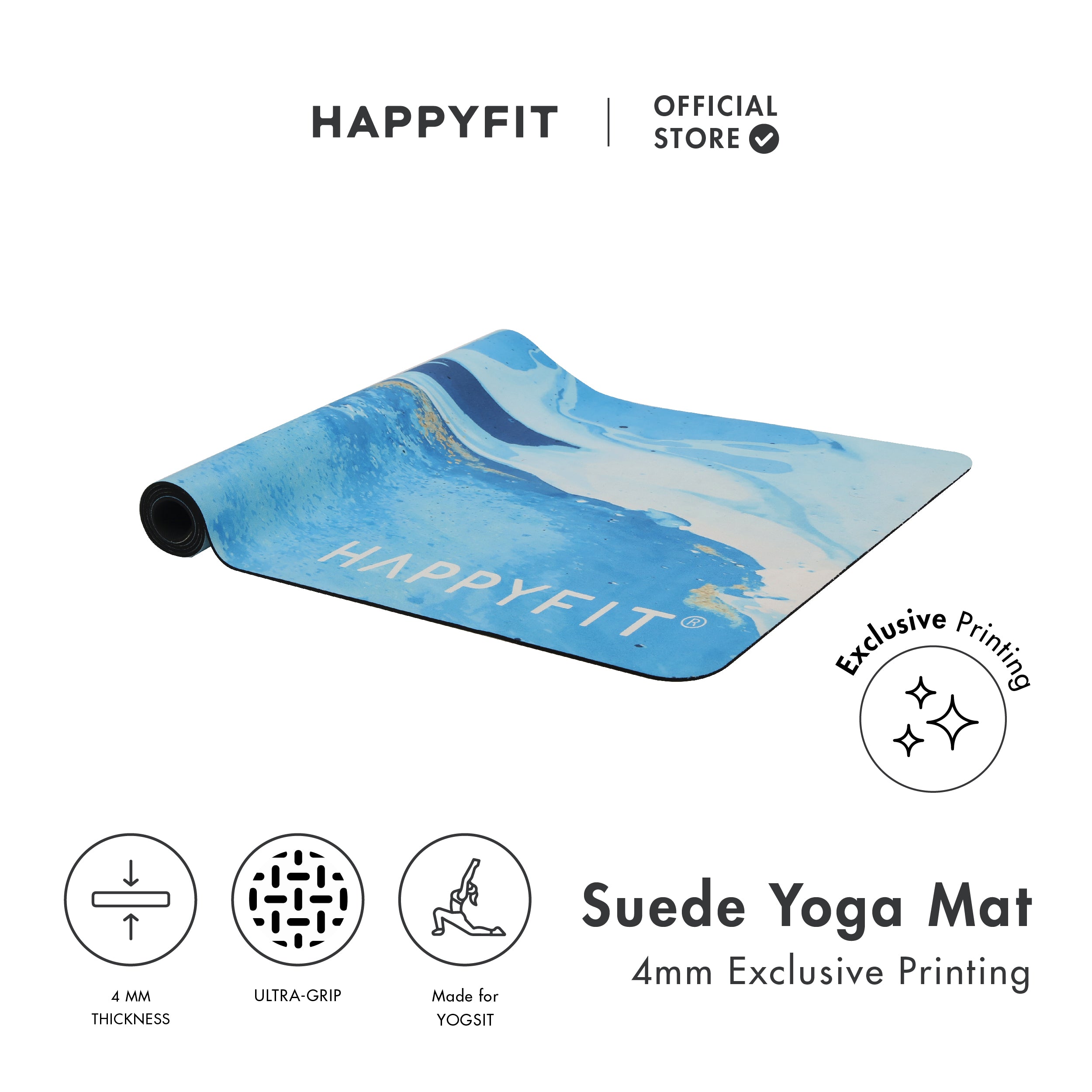 HAPPYFIT Yoga Mat Yoga Mat Suede 4mm