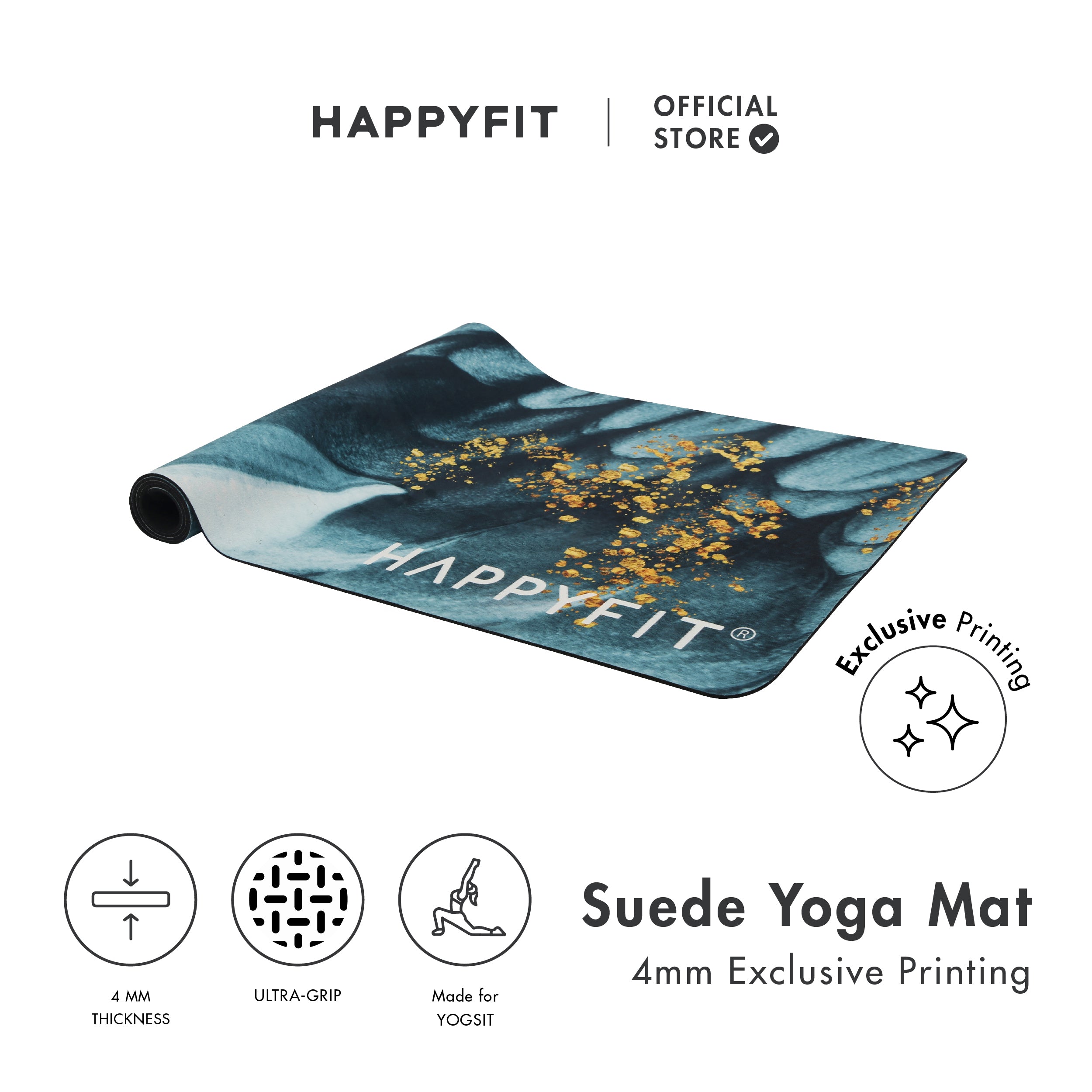 HAPPYFIT Yoga Mat Yoga Mat Suede 4mm
