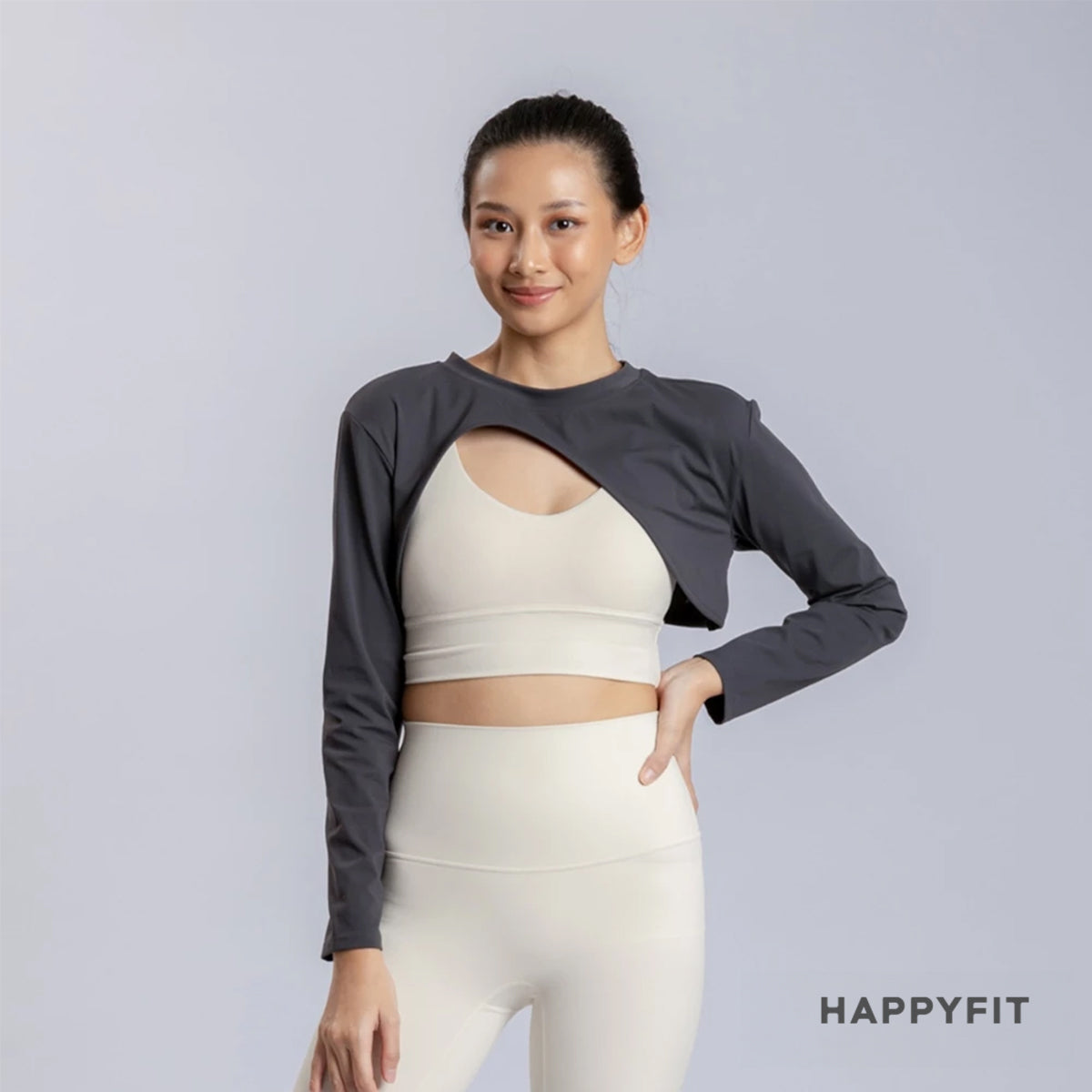 HAPPYFIT Long Sleeve Cut Out Top