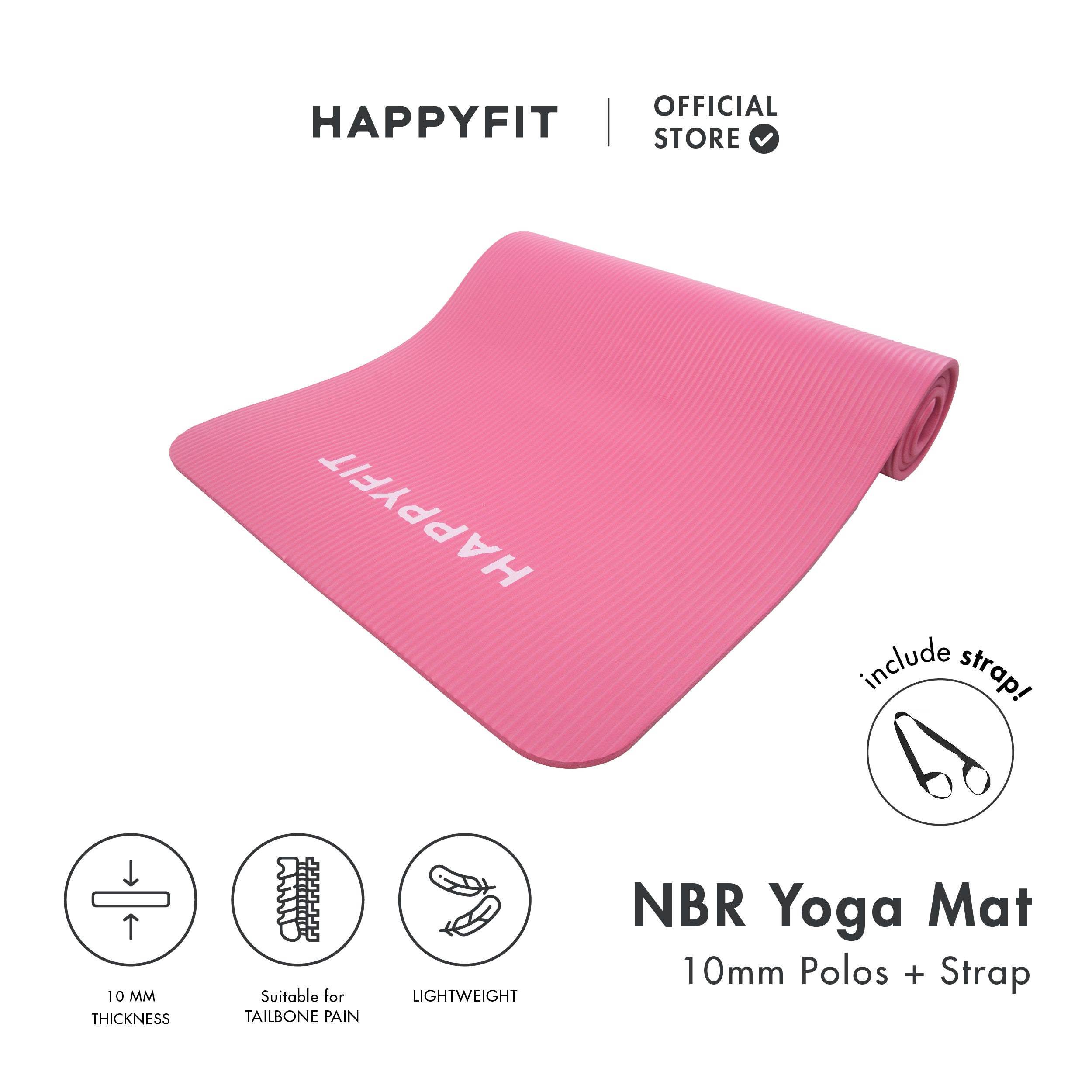 HAPPYFIT Yoga Mat Nbr 10mm Polos + Strap