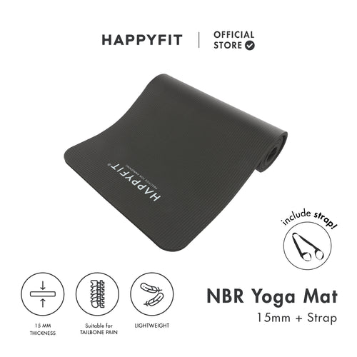 HAPPYFIT Yoga Mat Nbr 15mm Polos + Strap
