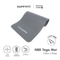 HAPPYFIT Yoga Mat Nbr 15mm Polos + Strap