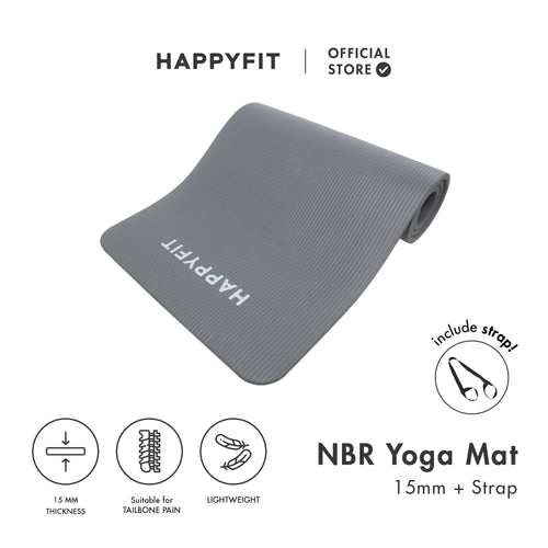 HAPPYFIT Yoga Mat Nbr 15mm Polos + Strap