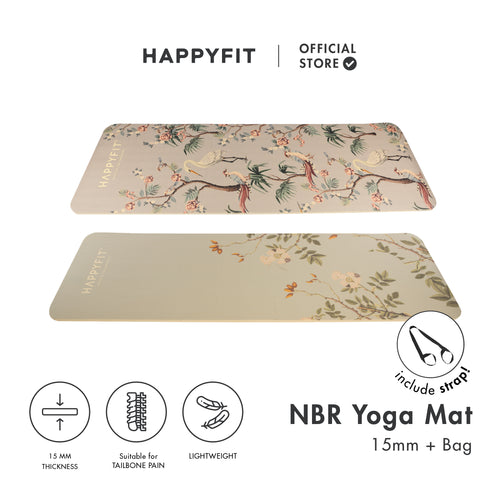 HAPPYFIT Yoga Mat Nbr 15mm Printing + Strap