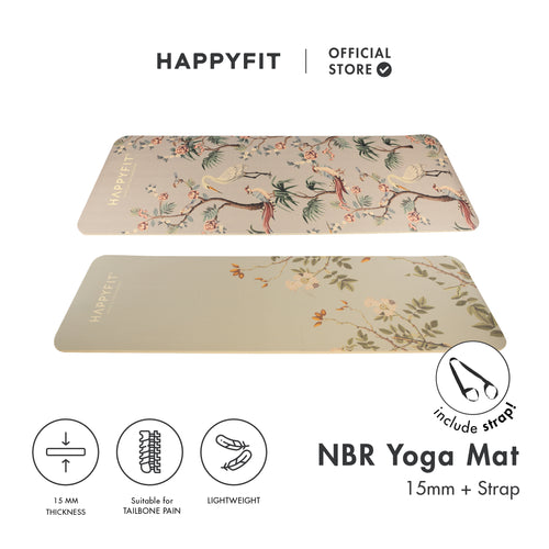 HAPPYFIT Yoga Mat Nbr 15mm Printing + Strap