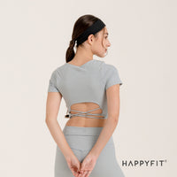 HAPPYFIT Sports Bra Ribbed Padded Bra Crop T-Shirt