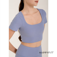 HAPPYFIT Sports Bra Ribbed Padded Bra Crop T-Shirt