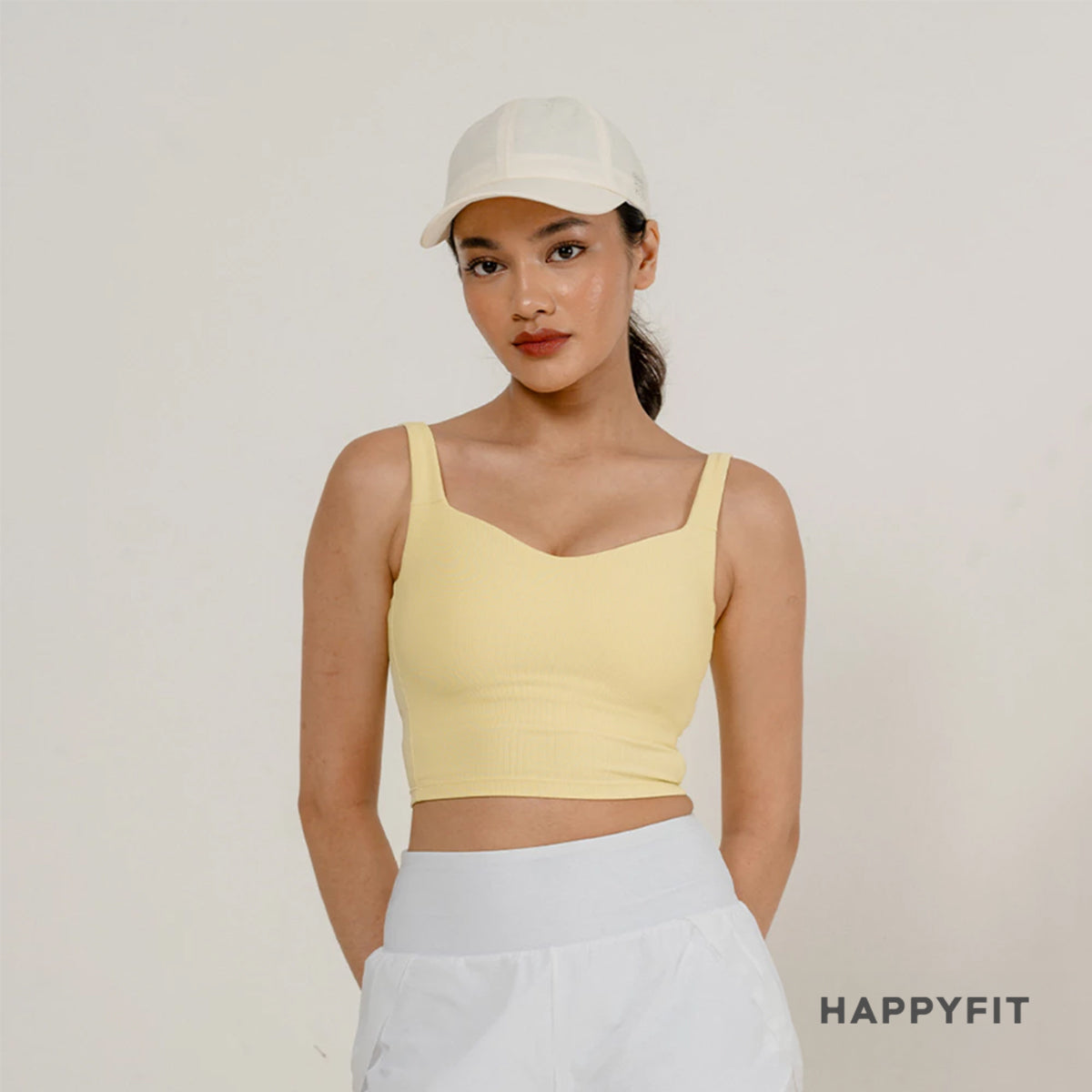HAPPYFIT Sports Bra Ribbed Tennis Tank