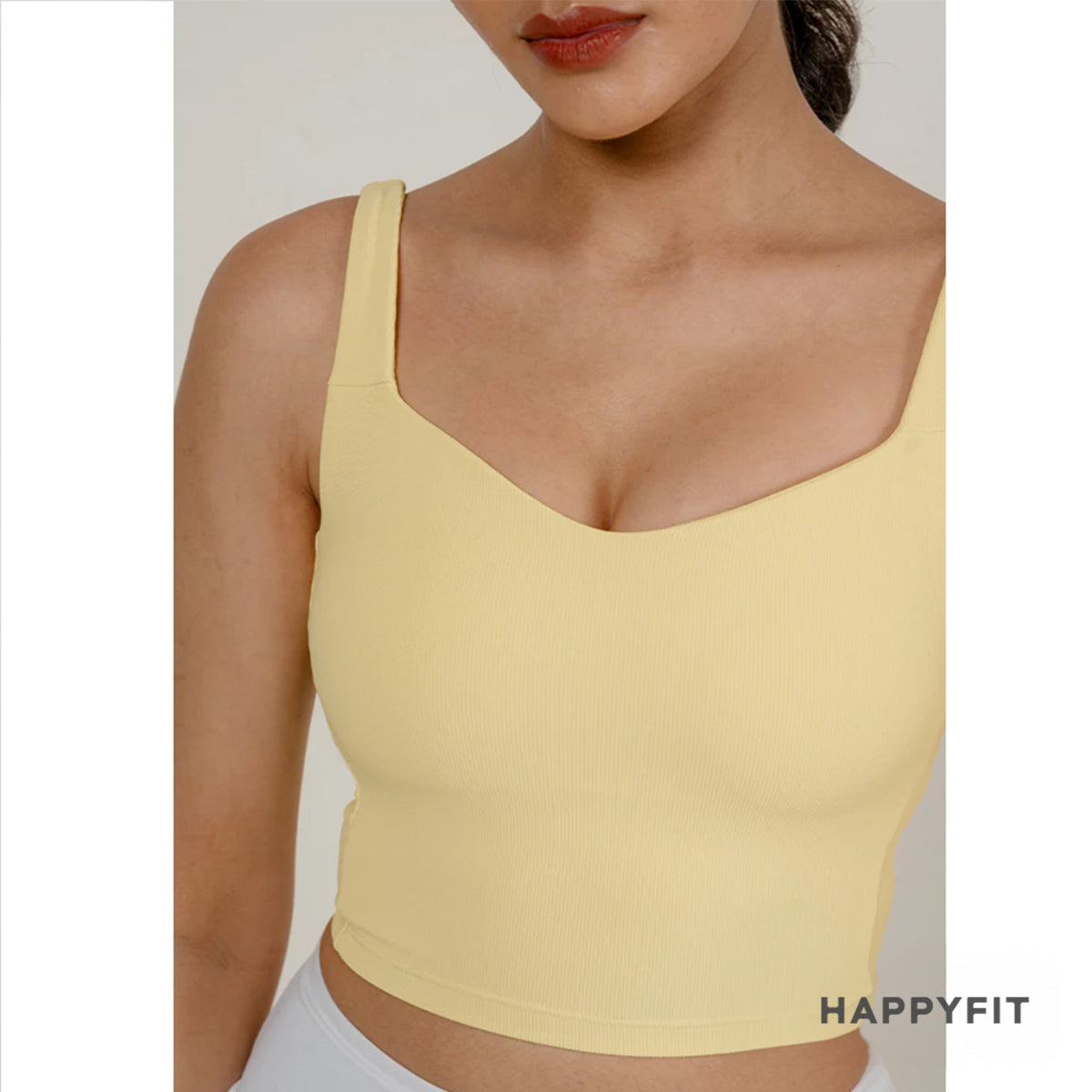 HAPPYFIT Sports Bra Ribbed Tennis Tank