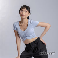 HAPPYFIT Ruched Short Sleeve Sports Bra