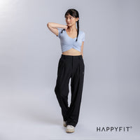 HAPPYFIT Ruched Short Sleeve Sports Bra