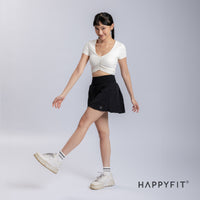 HAPPYFIT Ruched Short Sleeve Sports Bra